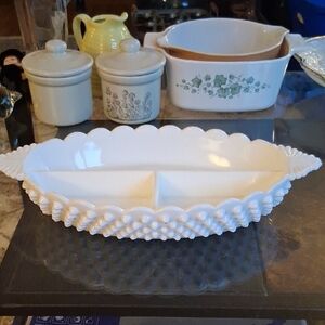 FENTON MILKGLASS SECTIONED BOWL